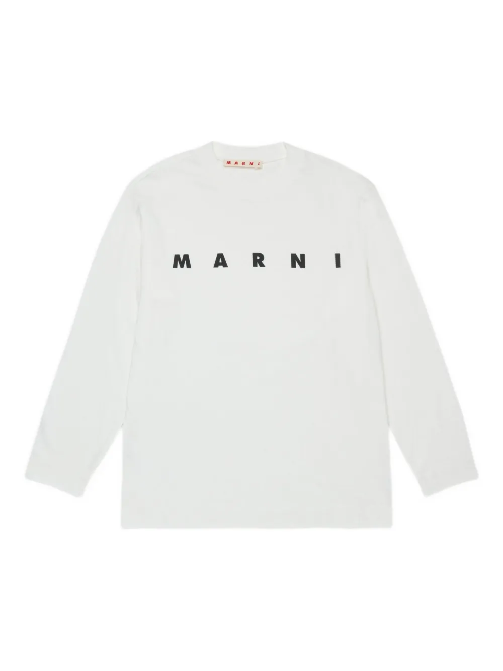 Marni Kids logo-print long-sleeve top Wit