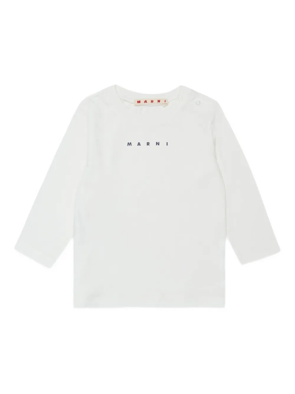 Marni Kids logo-embroidered long-sleeve top Wit