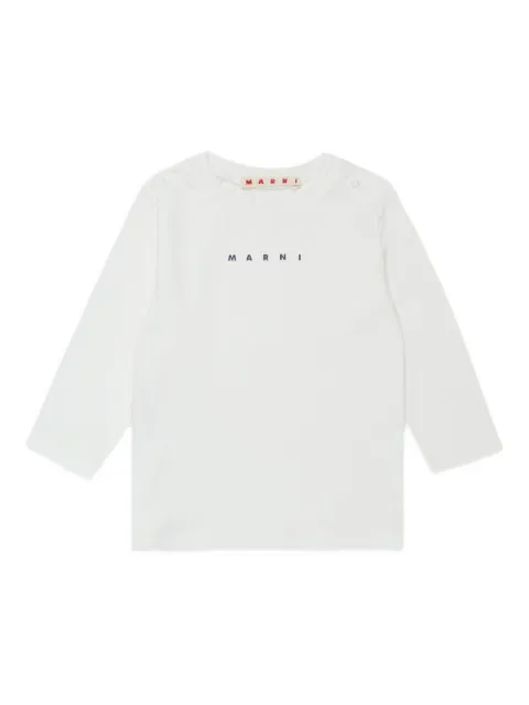 Marni Kids logo-embroidered long-sleeve top