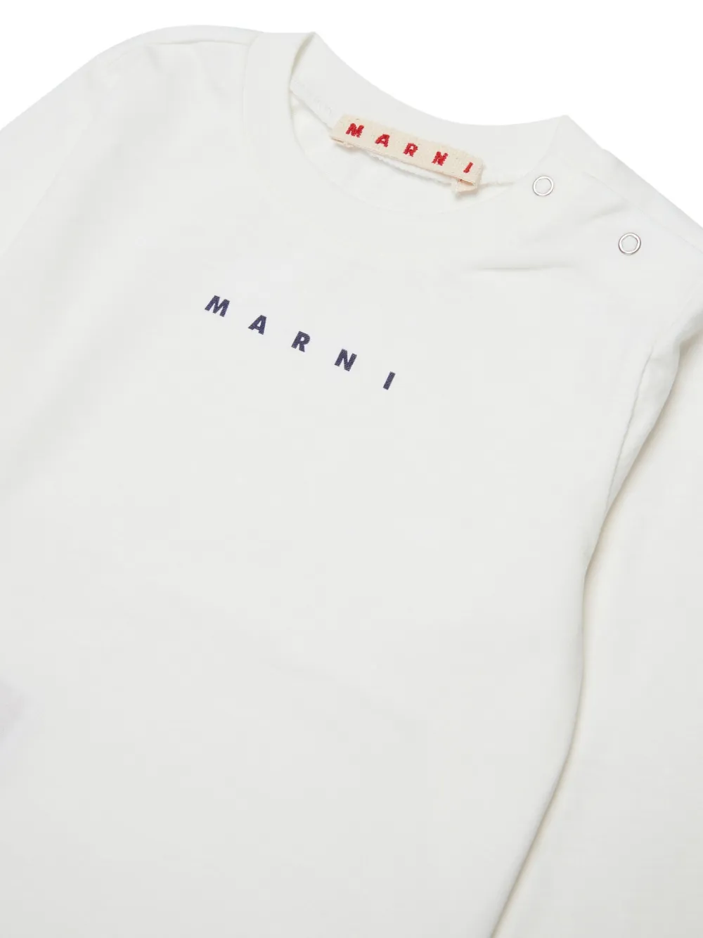 Marni Kids logo-embroidered long-sleeve top Wit