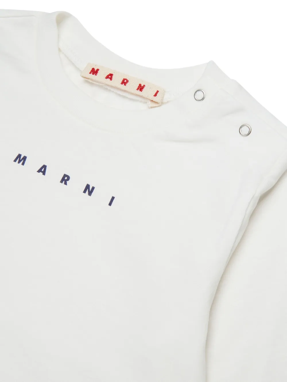 Marni Kids logo-embroidered long-sleeve top Wit