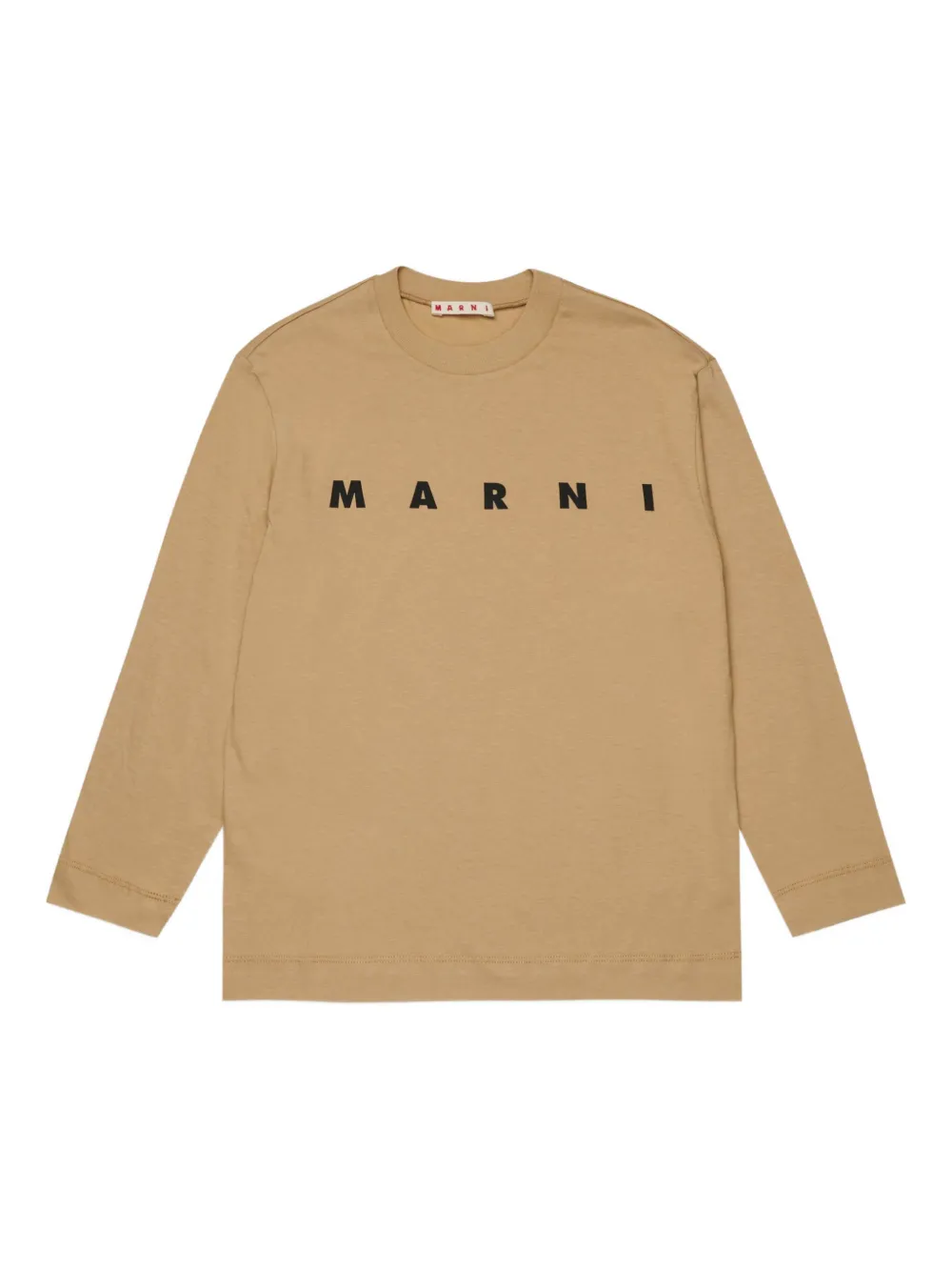 Marni Kids logo-print long-sleeve top Beige