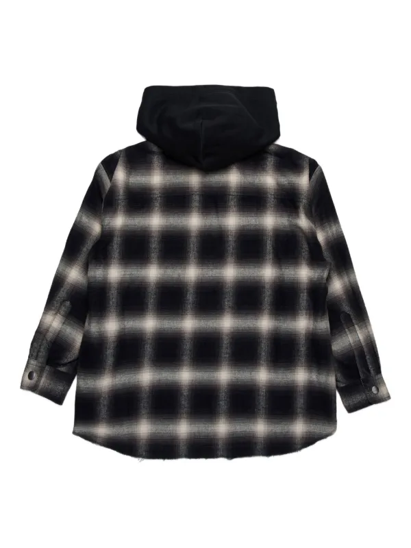 Nº21 Kids Camisa Con Capucha y Cuadros Estampados Negro FARFETCH CO