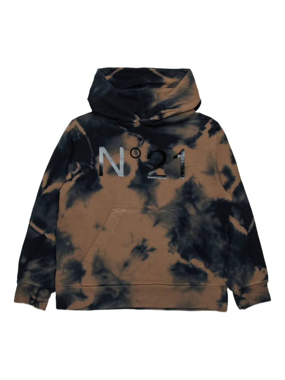 Nº21 Kids Hoodie met tie-dye print Bruin