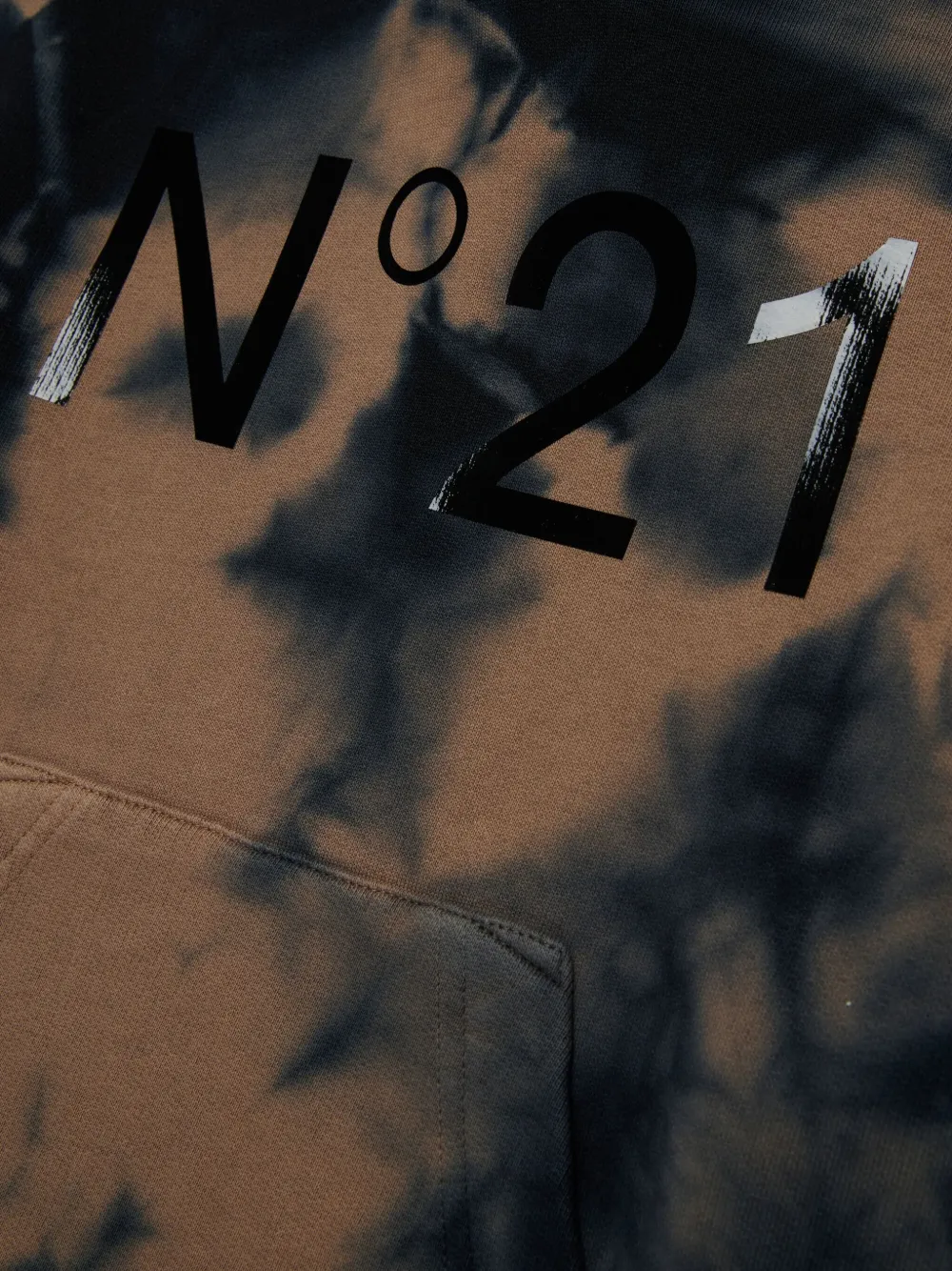 Nº21 Kids Hoodie met tie-dye print Bruin