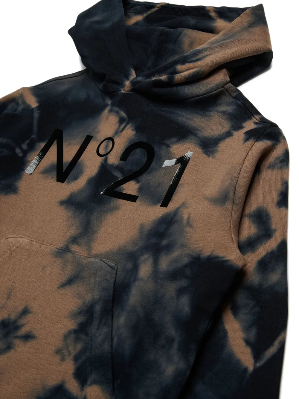 Nº21 Kids Hoodie met tie-dye print Bruin