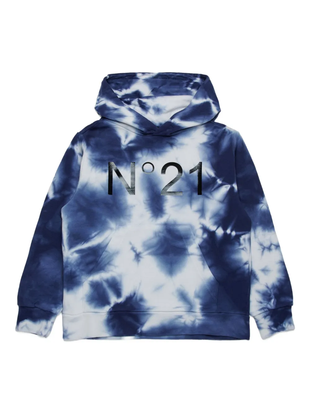 Nº21 Kids Hoodie met tie-dye print Blauw