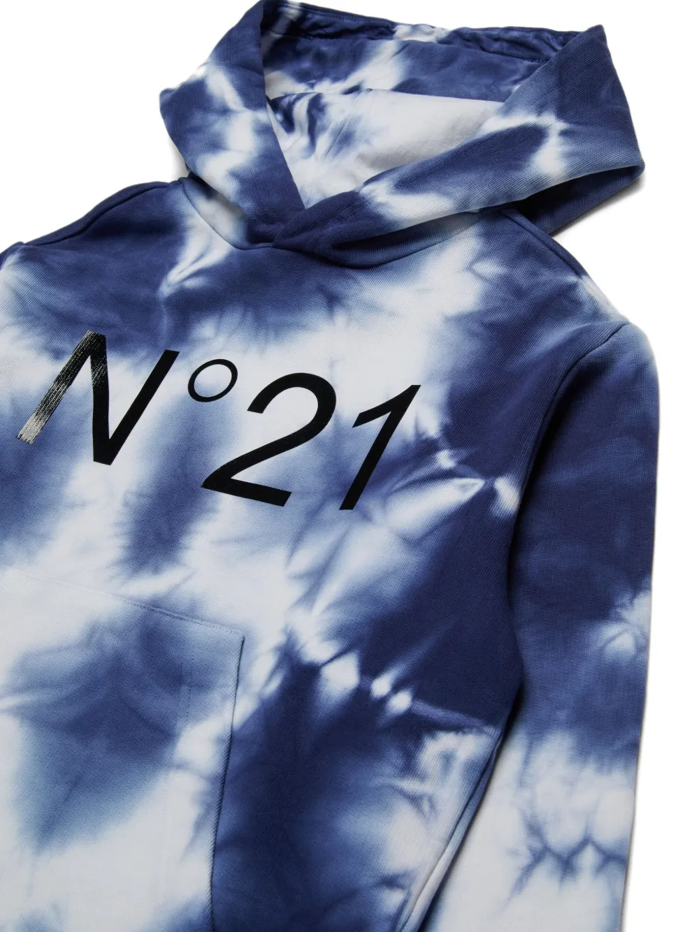 Nº21 Kids Hoodie met tie-dye print Blauw