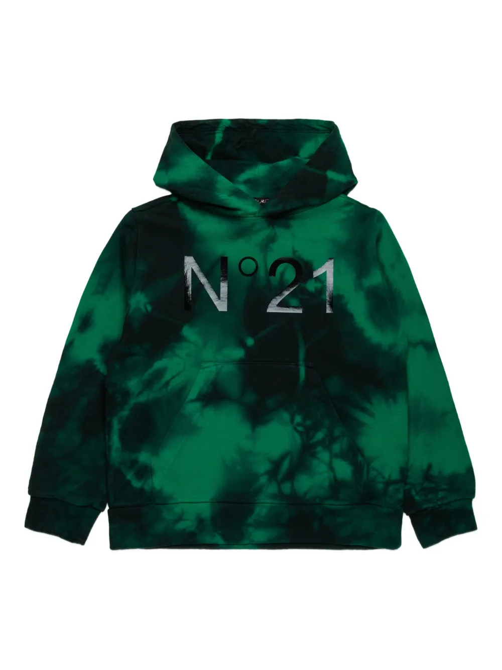 Nº21 Kids Hoodie met tie-dye print Groen