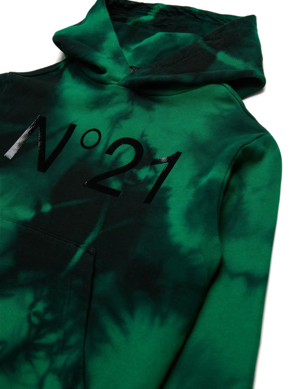 Nº21 Kids Hoodie met tie-dye print Groen