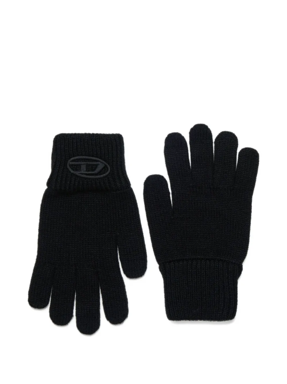 Diesel Kids Geribbelde handschoenen met geborduurd logo Zwart