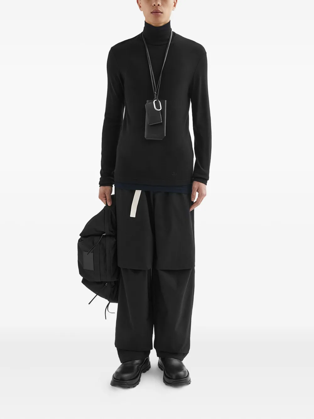 JIL SANDER+ Wollen gelaagd T-shirt - Zwart