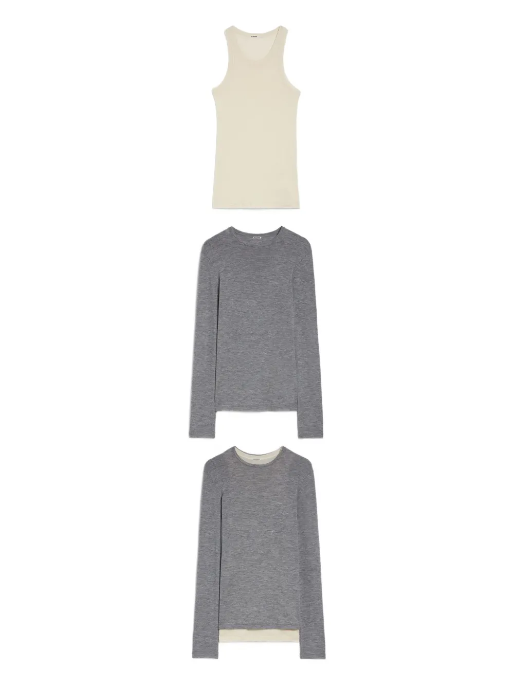 JIL SANDER+ Wollen gelaagd T-shirt Grijs