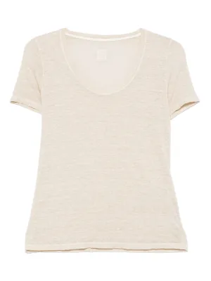 Tシャツ・カットソー 120% LINO Woman T-Shirt Navy 32ALIW7753000B56832ALIW S0025F Cotton T-shirt with a logo print on the side - Black | SCAYLE