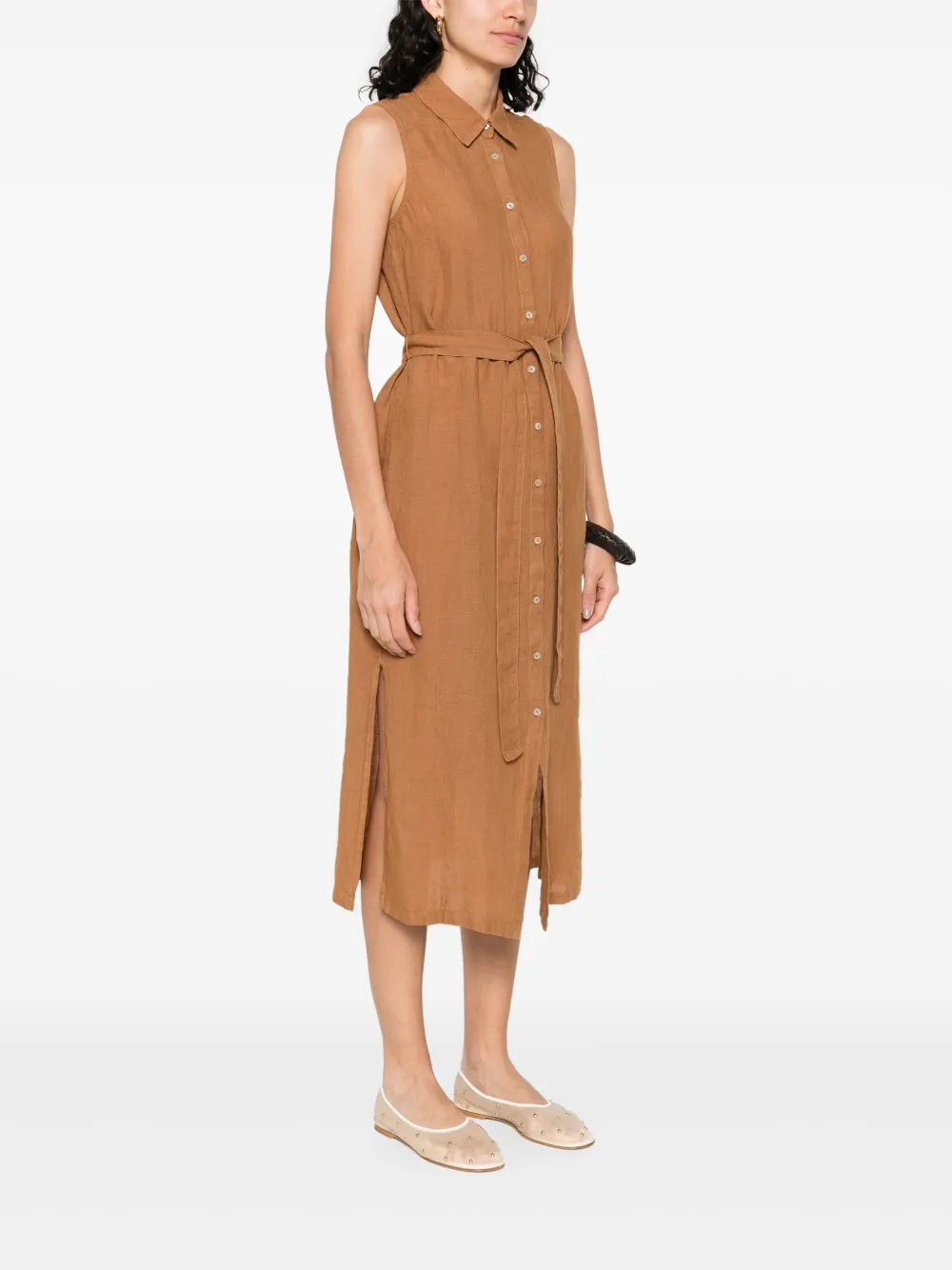 120% LINO BELTED MIDI DRESS 