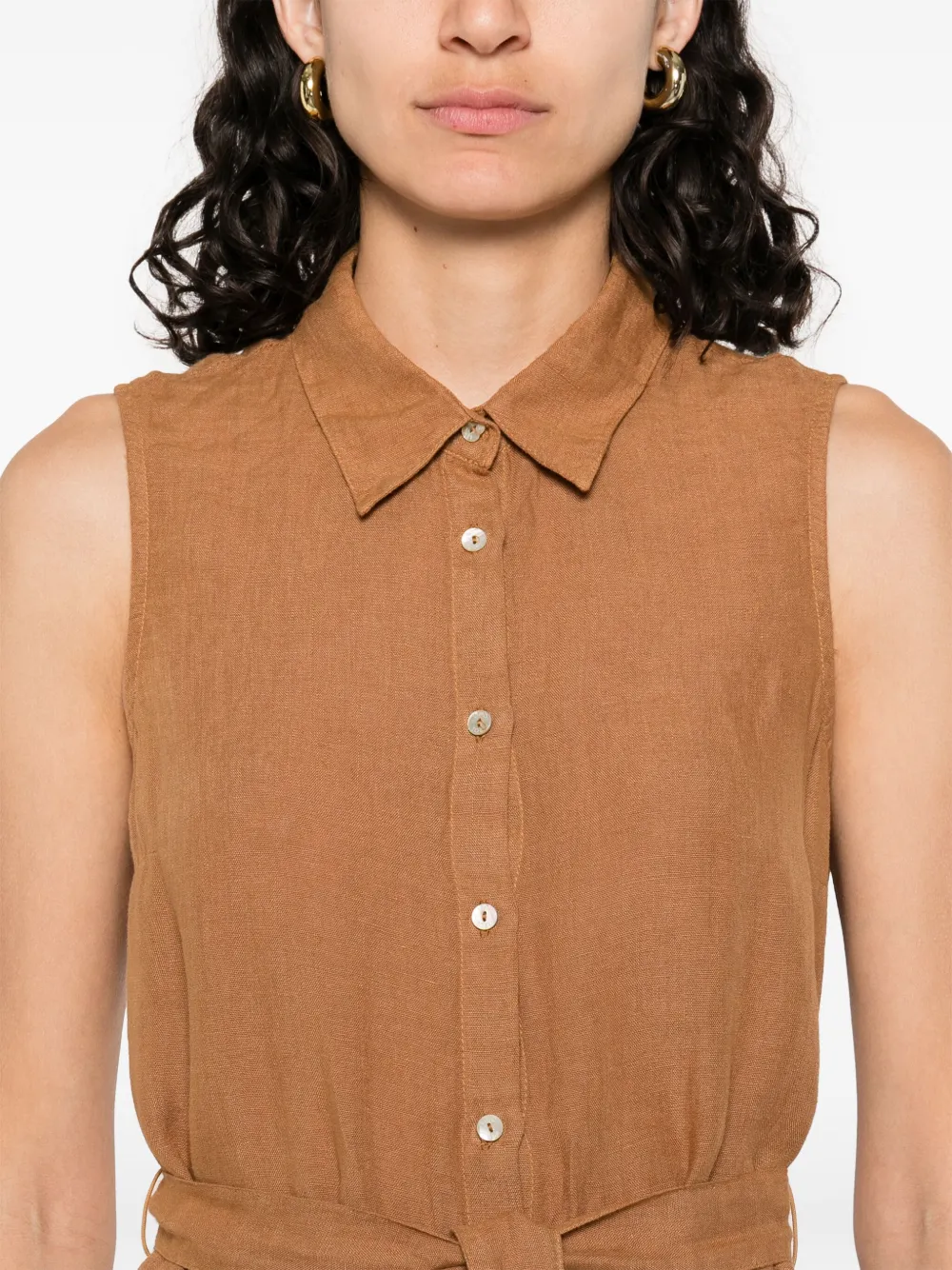 120% LINO BELTED MIDI DRESS 