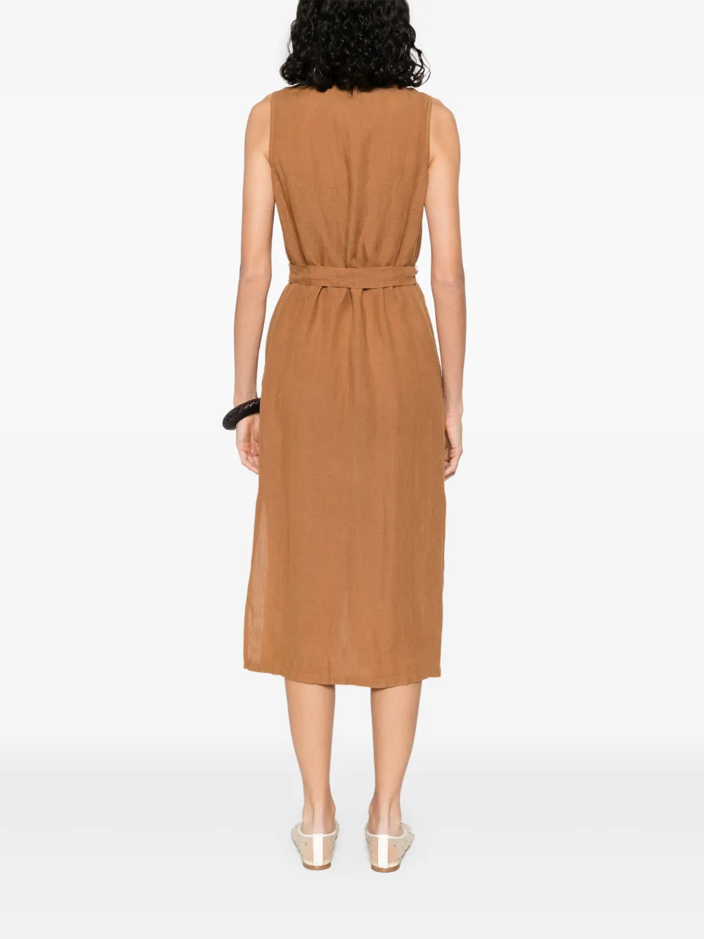 120% LINO BELTED MIDI DRESS 