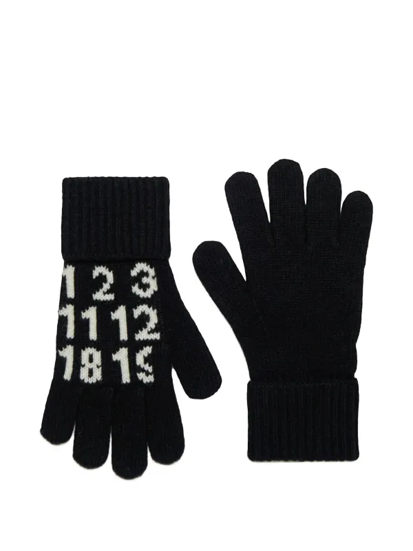 MM6 Maison Margiela Kids ナンバーインターシャ グローブ | ブラック