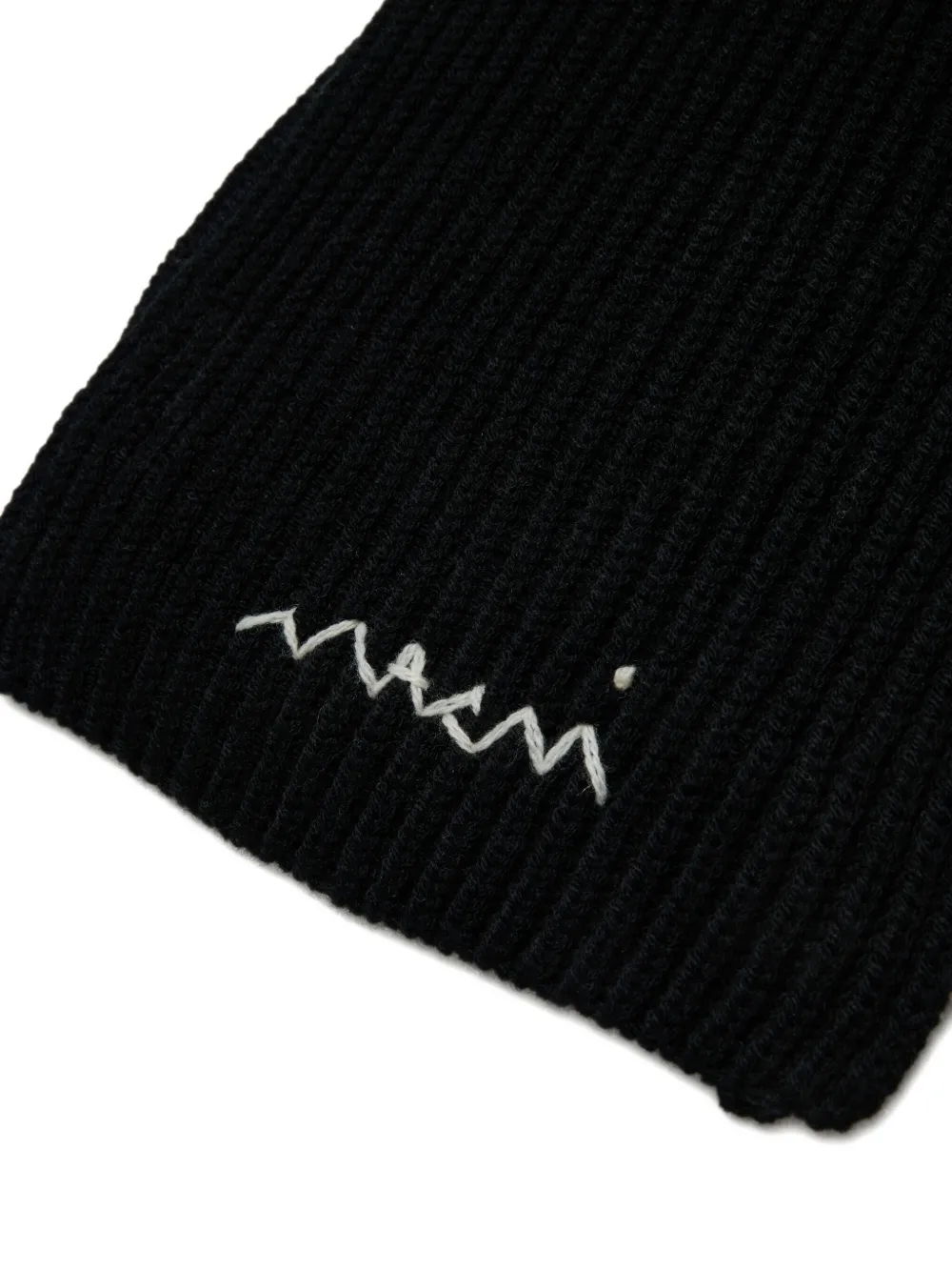 Marni Embroidered-logo Scarf In Black