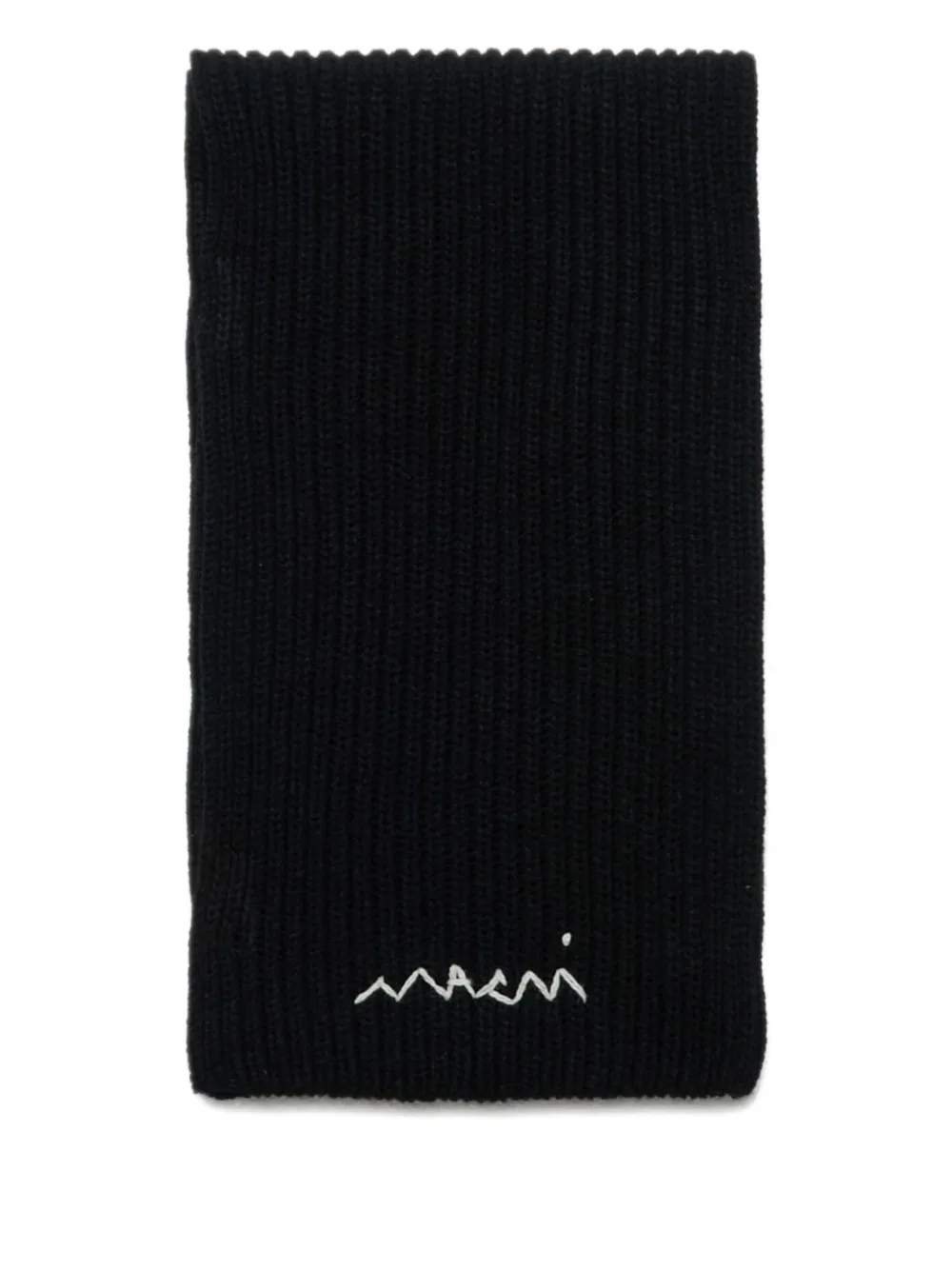 Marni Embroidered-logo Scarf In Black