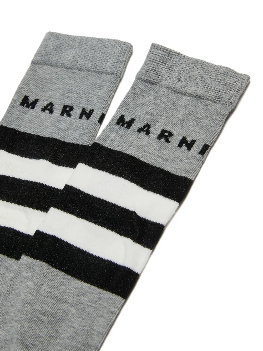 Marni Kids Gestreepte sokken met logo Grijs
