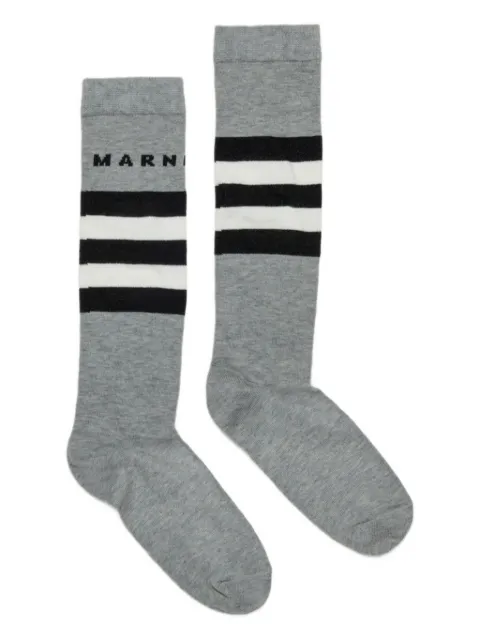 Marni Kids Gestreepte sokken met logo