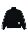 Nº21 Kids stripe-detail roll-neck jumper - Black