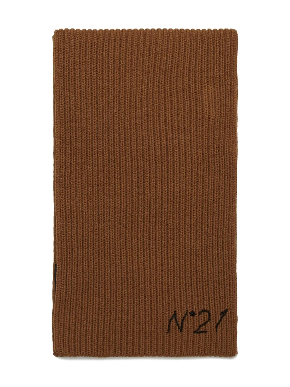Nº21 Kids logo-embroidered scarf | Brown | Image 1