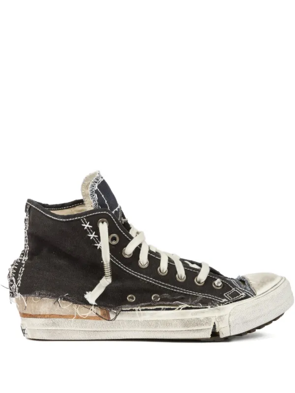 Maison Margiela ダメージ ハイカットスニーカー | ブラック | FARFETCH JP