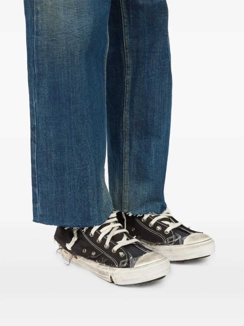 Maison Margiela ダメージ ハイカットスニーカー | ブラック | FARFETCH JP