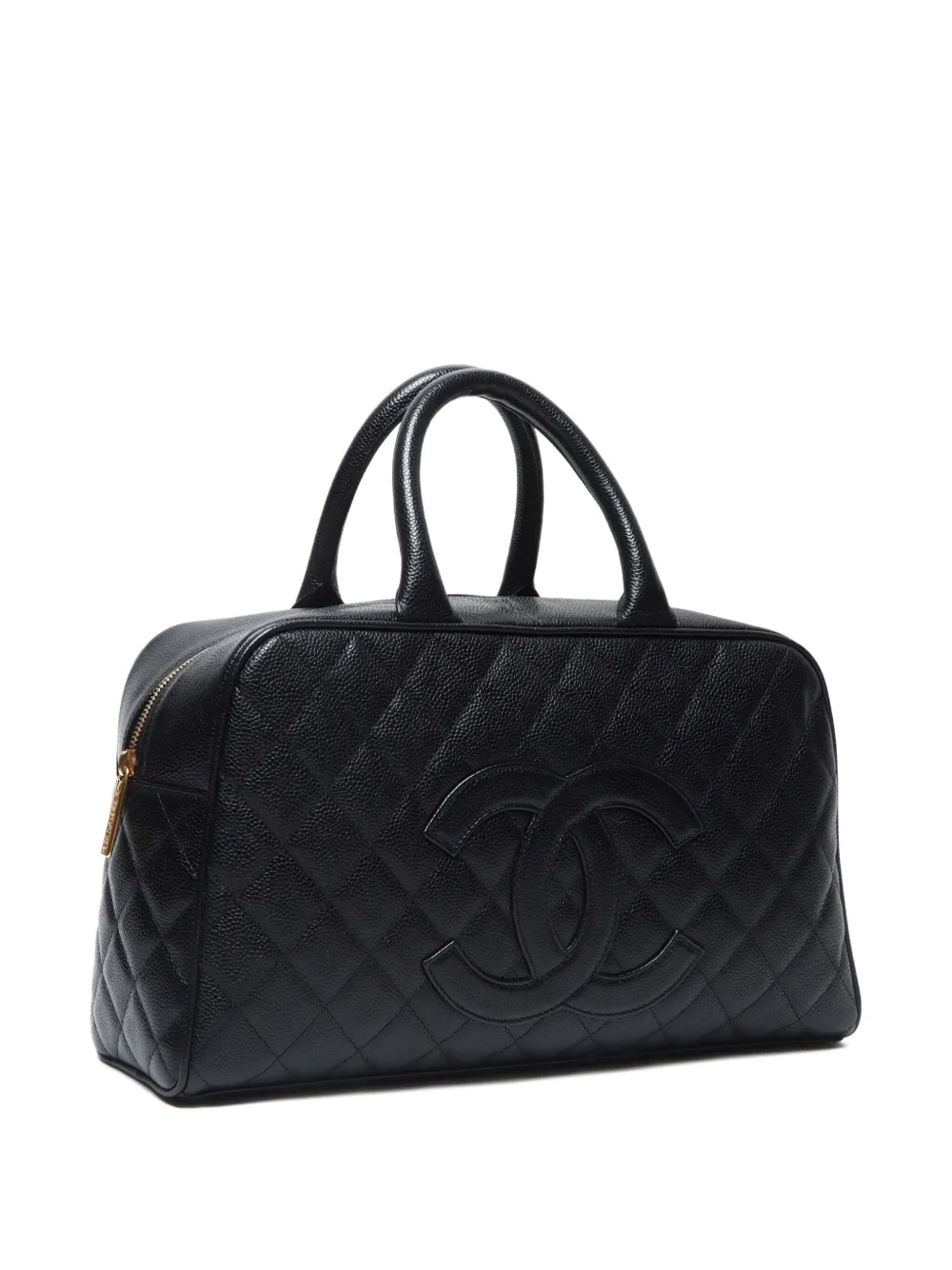 Pre-owned Chanel 2003-2004 Boston Tote Bag In Black