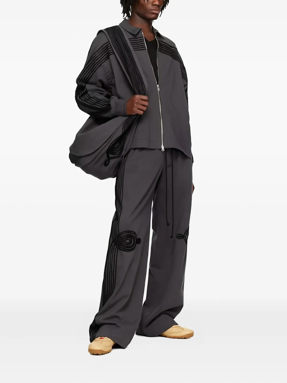 Song For The Mute applique track jacket - Grijs