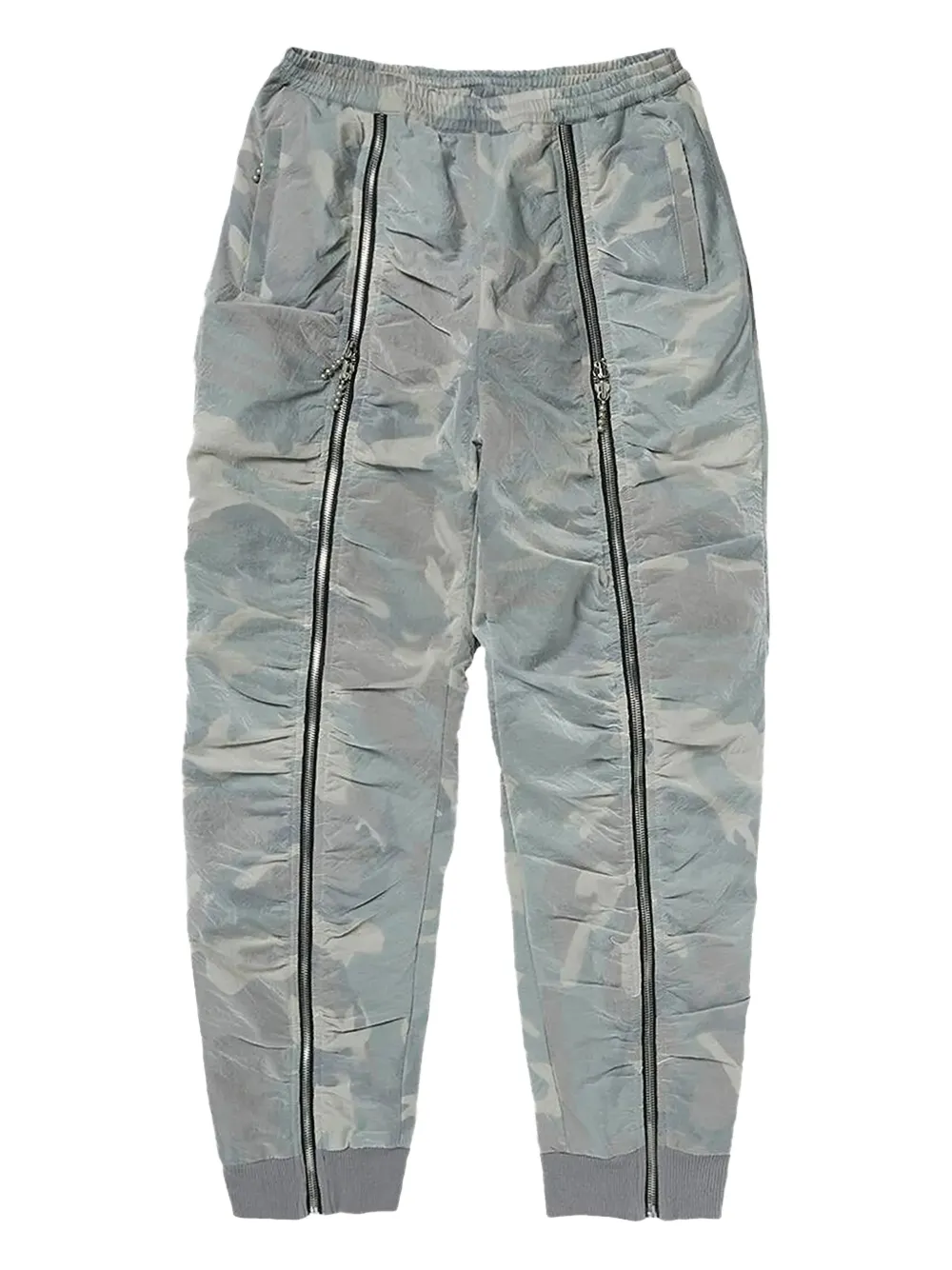 zip-detail straight-leg trousers