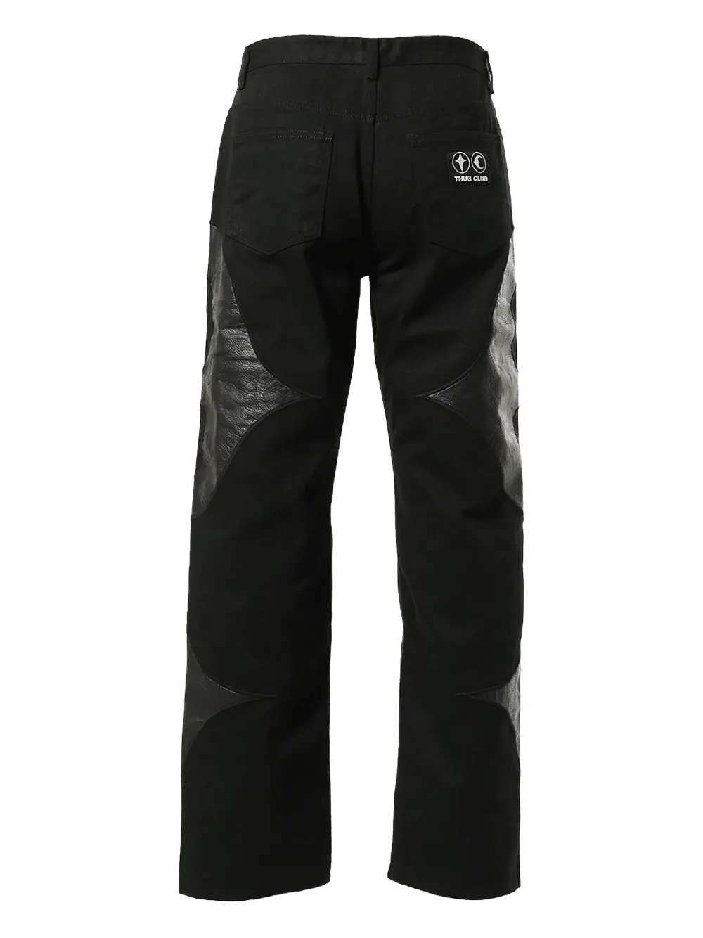 THUG CLUB leather washing jeans - Zwart