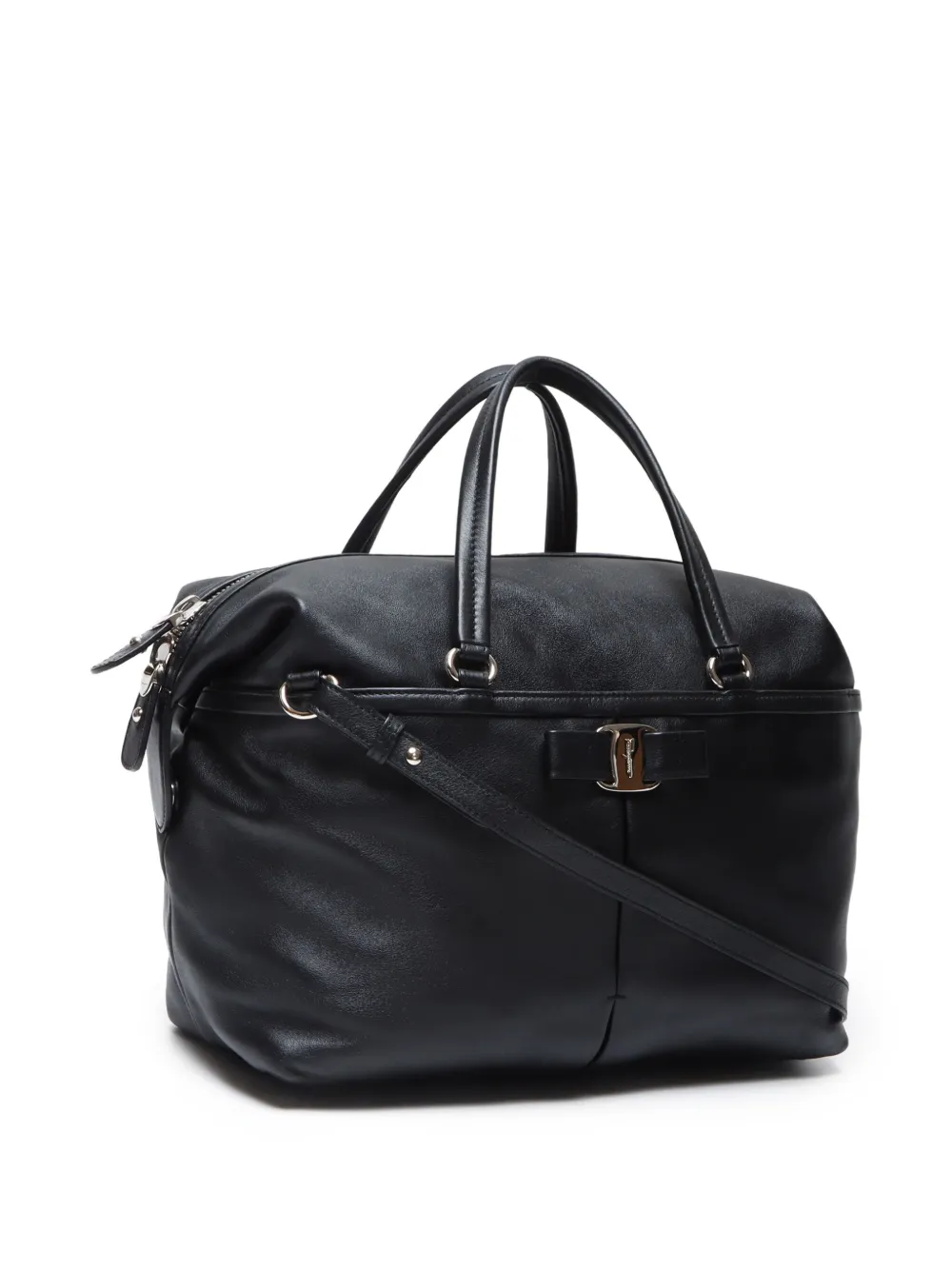 Pre-owned Ferragamo 2000-2020 Vara Two-way Tote Bag In Black