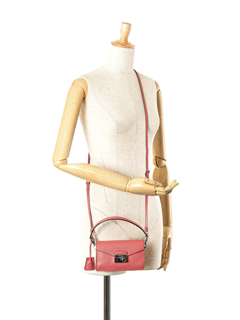 Pre-owned Prada 2013-2024 Mini Saffiano Lux Sound Satchel In Pink