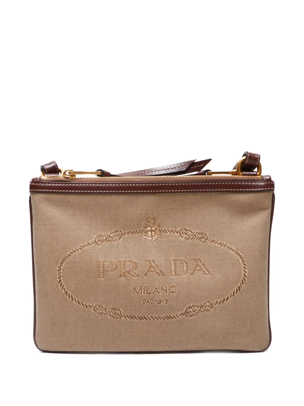Pre-owned Prada 2010-2020 Logo-jacquard Shoulder Bag In Brown