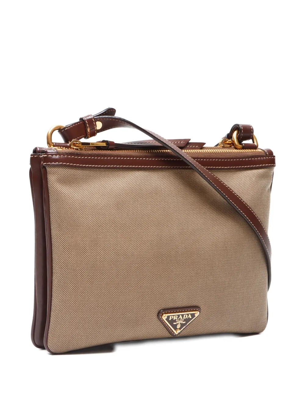Pre-owned Prada 2010-2020 Logo-jacquard Shoulder Bag In Brown