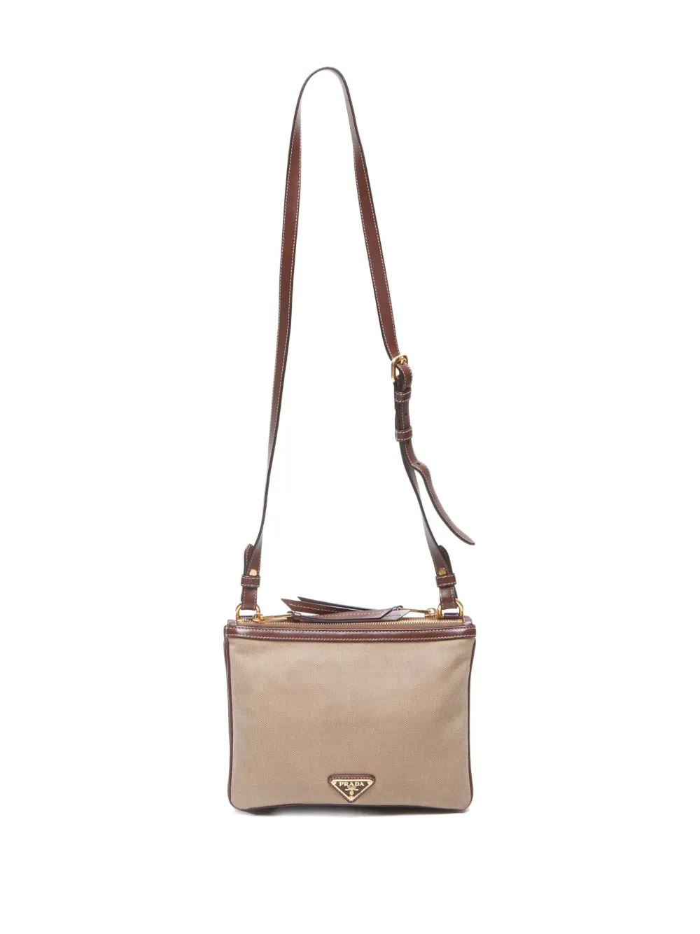 Pre-owned Prada 2010-2020 Logo-jacquard Shoulder Bag In Brown