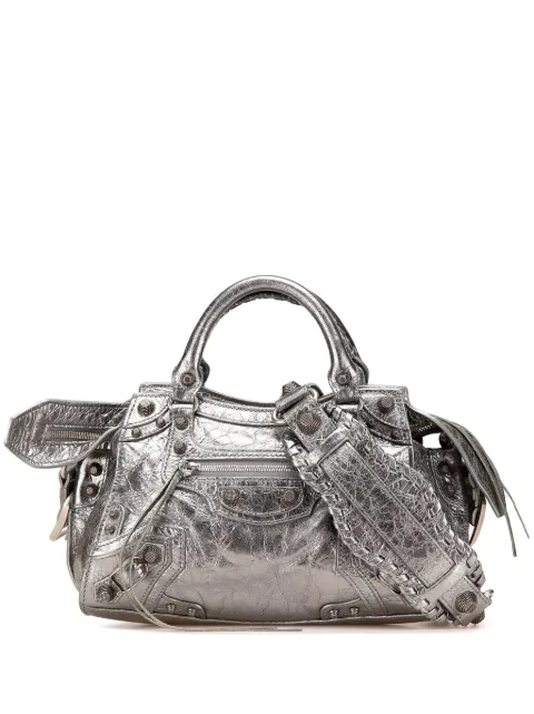 Balenciaga Pre-Owned 2021-2024 XS Metallic Lambskin Motocross Neo Cagole satchel