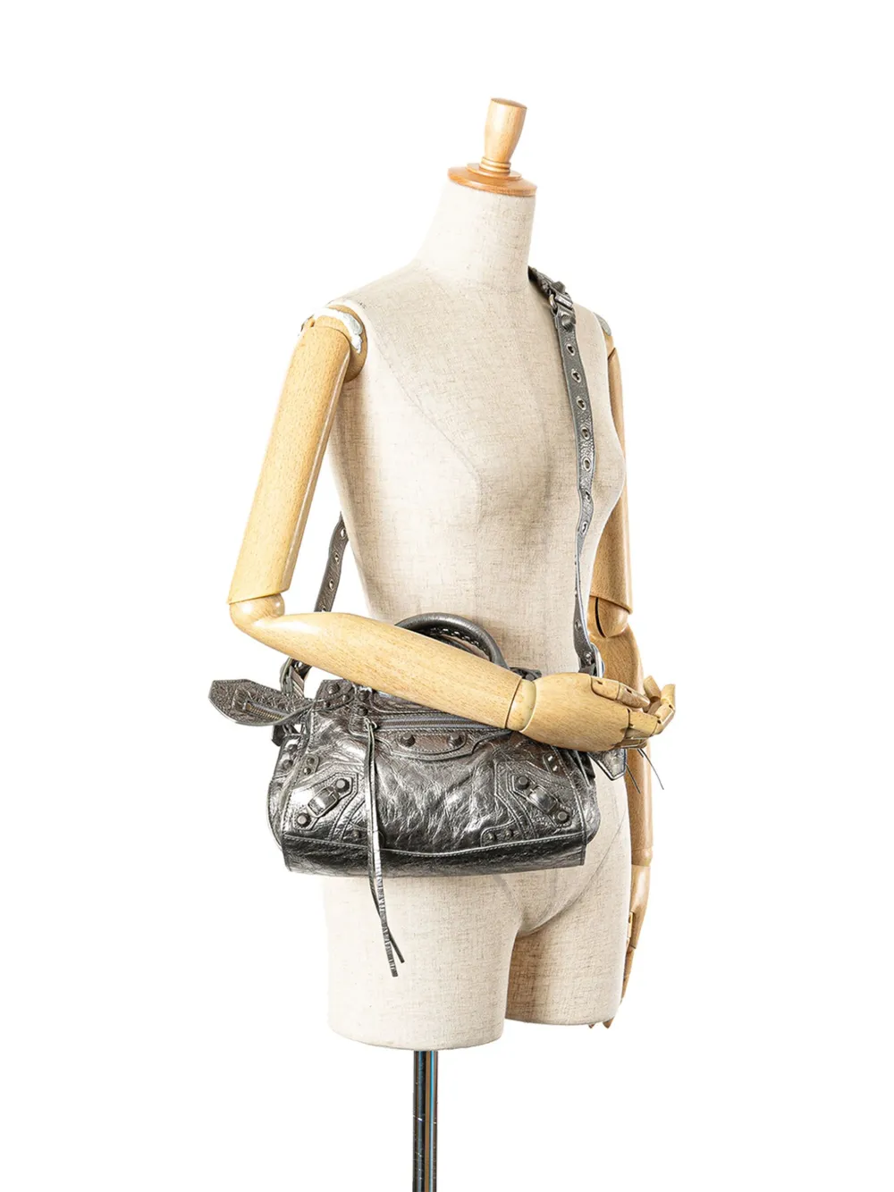 Balenciaga Pre-Owned 2021-2024 XS Metallic Lambskin Motocross Neo Cagole satchel | Pre-Owned | Image 2
