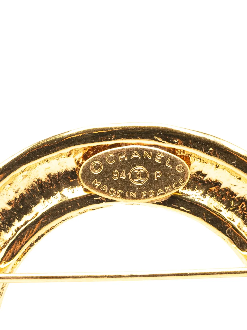 Pre-owned Chanel 1994 Gold Plated Cc Charm Brooch Costume Brooch