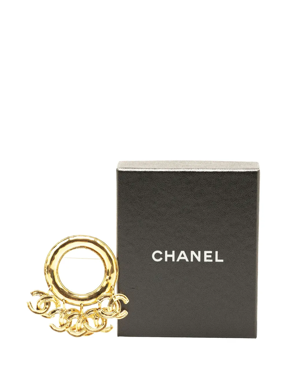 Pre-owned Chanel 1994 Gold Plated Cc Charm Brooch Costume Brooch