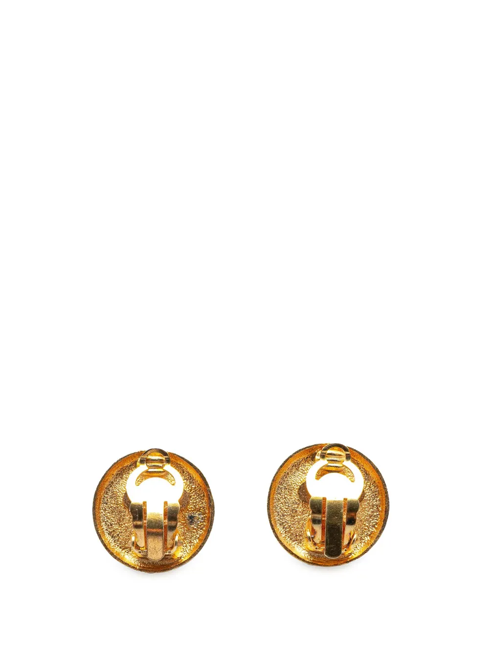 Pre-owned Chanel 1993 Gold Plated Cc Clip On Earrings Costume Earrings
