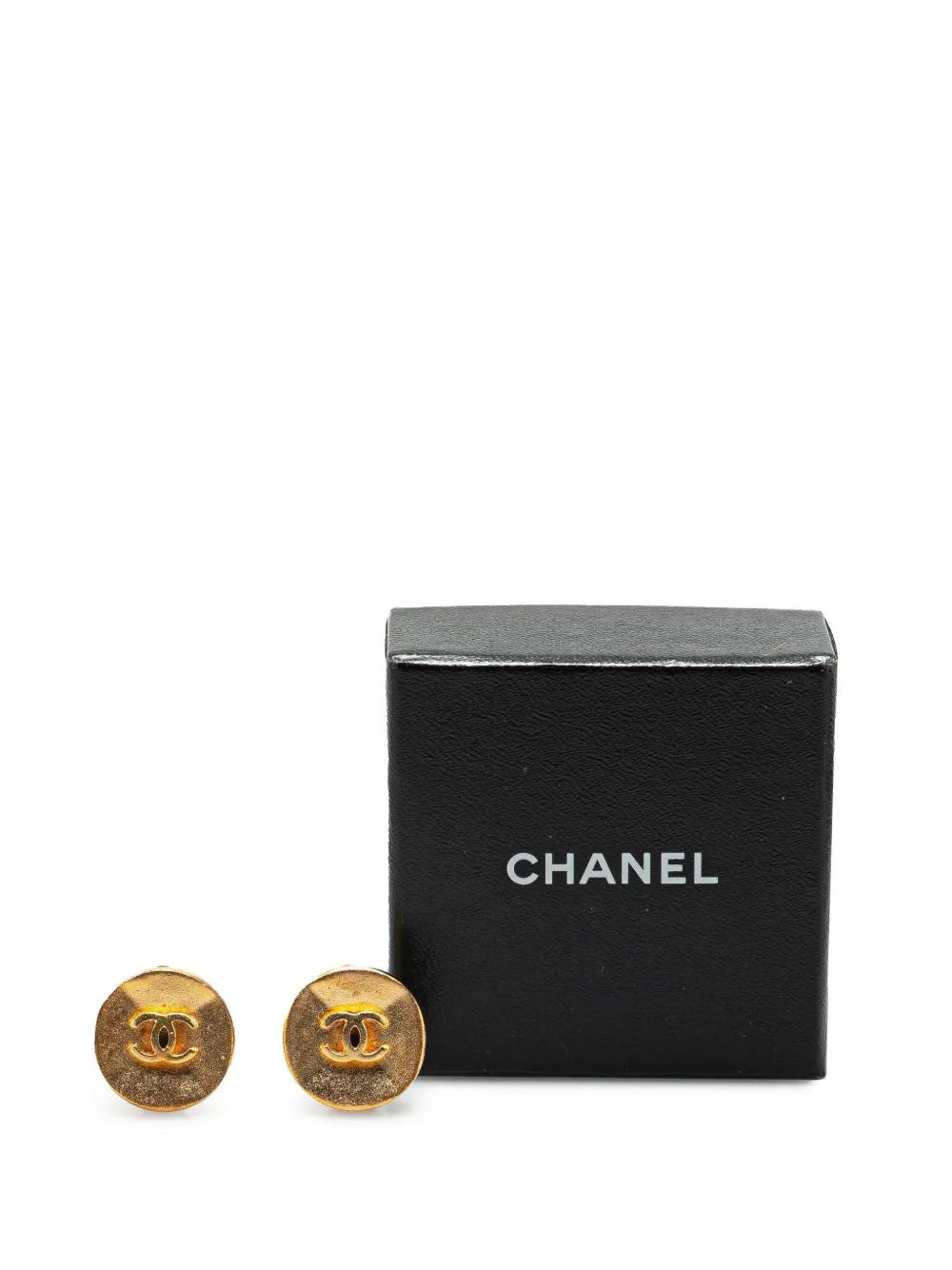 Pre-owned Chanel 1993 Gold Plated Cc Clip On Earrings Costume Earrings