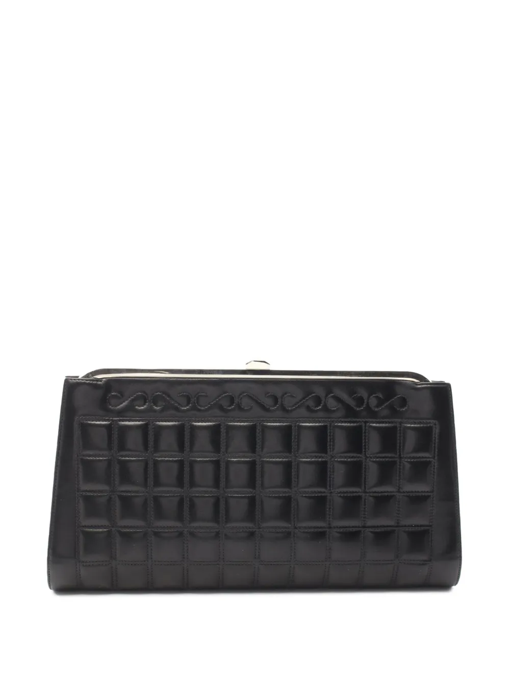 CHANEL Pre-Owned 2000-2002 CC Choco Bar Quilted Lambskin Crystal Frame clutch bag | Black | Image 1