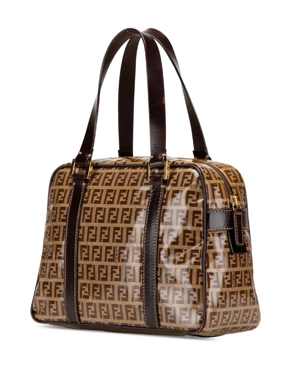 Pre-owned Fendi 2010-2024 Zucchino Crystal Handbag In Brown