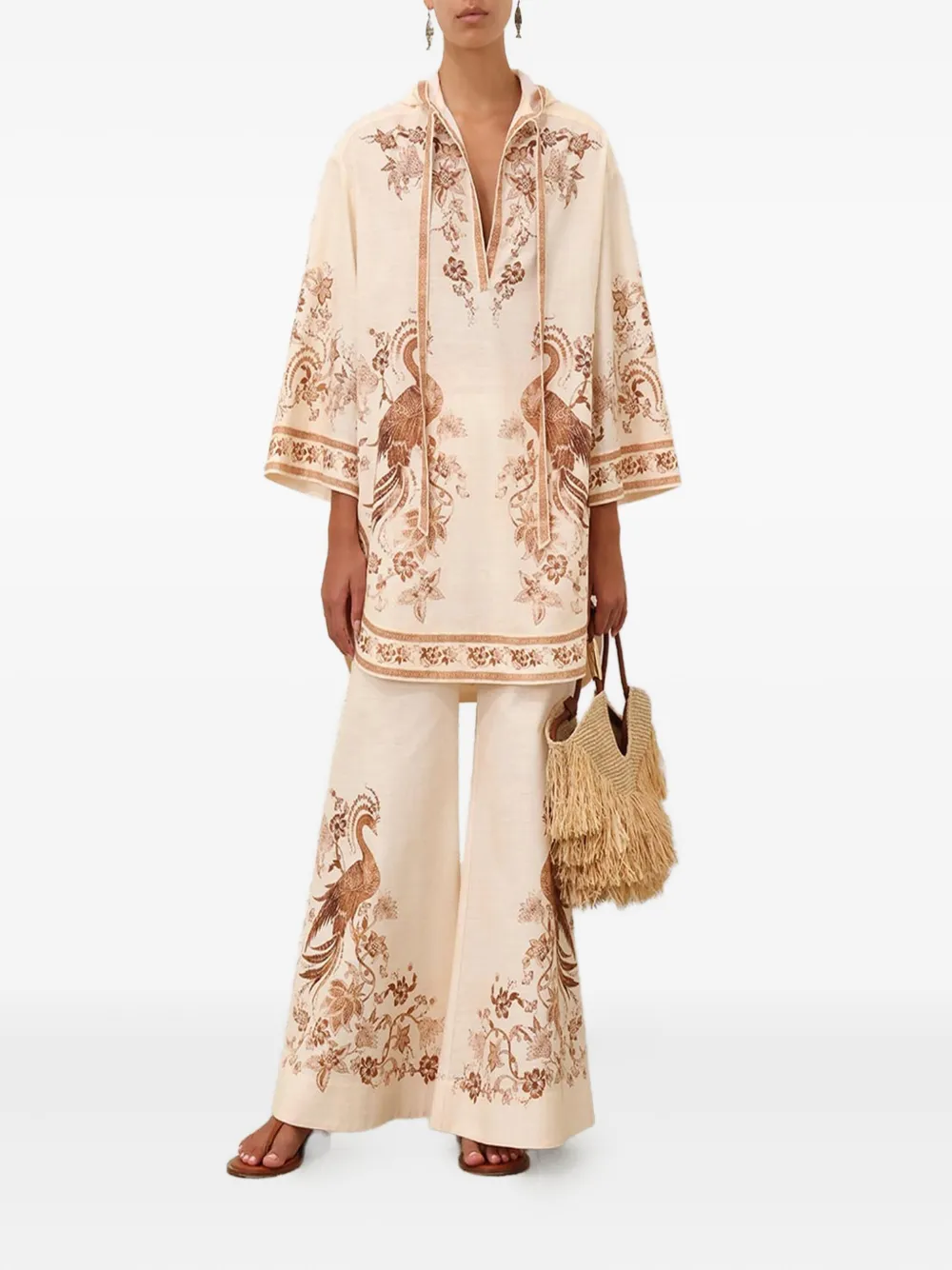 ZIMMERMANN embroidered trousers Beige