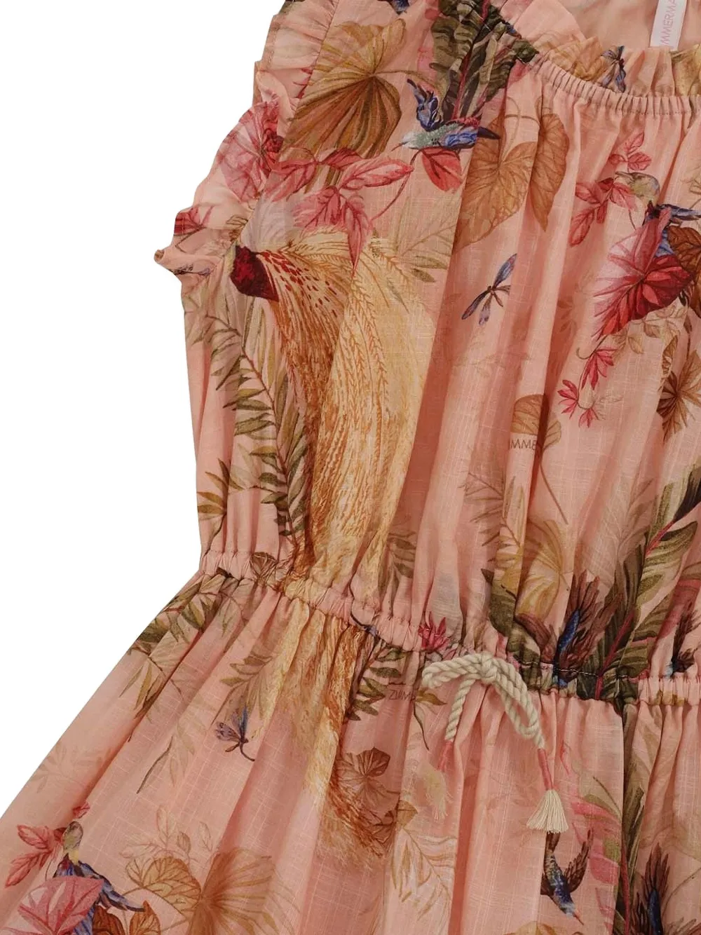 ZIMMERMANN Kids Jurk met bloemenprint en ruches Roze