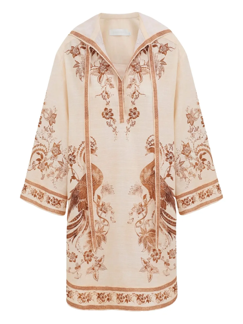 ZIMMERMANN embroidered hooded dress Beige